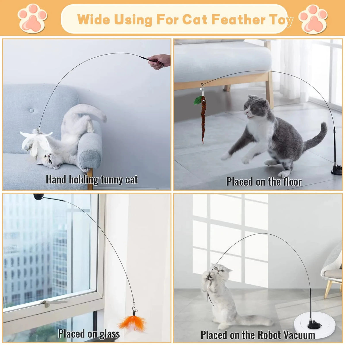 Cats Toys Feathers Wand